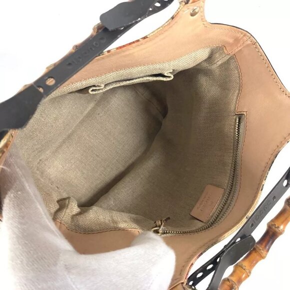 GUCCI 140203 Flora Bamboo Floral Flower Bag Tote Bag Hand Bag Canvas Multicolore - Picture 15 of 16